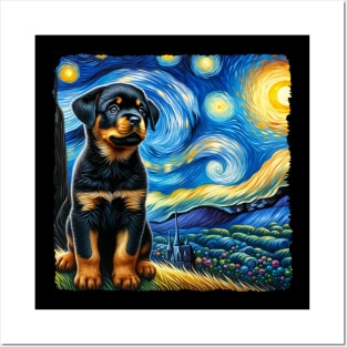 Starry Rottweiler Portrait - Dog Portrait Posters and Art